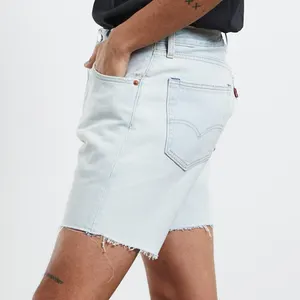 OEM Stretch Fabric Light Destroy Denim Shorts With Pocket Shorts Soft Breathable Cotton Shorts