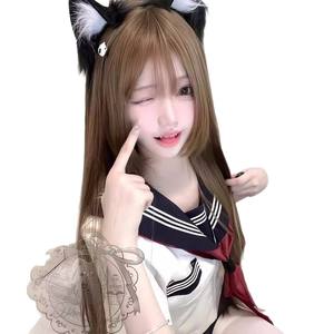 Peluca Larga y Lisa Estilo Lolita Princesa, 80cm, Marrón, Cobertura Total, Fibra Resistente a Altas Temperaturas, 100% Densidad, para Chicas, Estilo Anime - Product Image 3