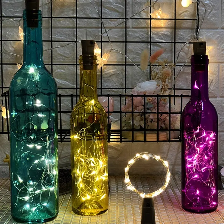 2 м 20 LED желание водонепроницаемый аккумулятор серебряной проволоки вспышка подходит для вечеринки бар Свадебные украшения бутылки вина со светом
