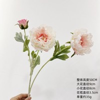 Bunga Peony Sutra Buatan Berkualitas Tinggi Grosir 3 Kepala 50CM Putih Ungu Pink Dekorasi Tengah Meja Pernikahan Valentine