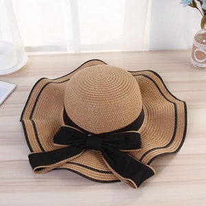 Sombrero de Paja Flexible para Mujer con Lazo, Ala Ancha, Protección Solar para la Playa, Sombrero de Verano para Exteriores, Material de Hierba Natural - Product Image 6