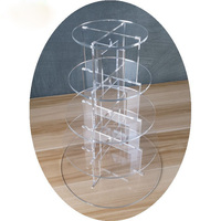 Comptoir d'affichage de gâteau de table rond transparent pour fête d'anniversaire de mariage, support en acrylique à 5 niveaux pour cupcakes froids de luxe à la mode.