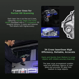 Premier scanner 3D sans fil au monde à laser bleu et NIR, original <span class=keywords><strong>CR</strong></span>, RaptorX, précision de 0,02 mm, qualité métrologique, 34+7 lignes, industriel/impression 3D, USB - Product Image 3