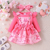 Ensemble Annshine Fashion : Haut Harper à manches longues et jupe imprimée pour bébés filles, printemps-automne, avec bandeau en coton