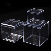 Boîte en plastique transparente carrée recyclable de 7,6 cm avec logo personnalisé pour l'emballage de bonbons, de mousses, de gâteaux et de biscuits