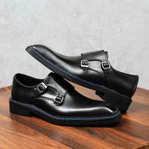 Made China 2025 New Model Promotional Handcrafted Embossed Leather <b>Shoes</b> Men Autumn Waterproof <b>Height</b> <b>Increasing</b> Slip-On Square - Product Image 4