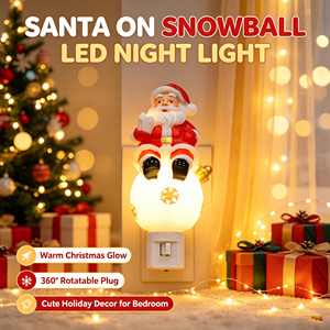 <span class=keywords><strong>Veilleuse</strong></span> LED à brancher 360° avec Père Noël sur <span class=keywords><strong>boule</strong></span> de <span class=keywords><strong>neige</strong></span>, directement de l'usine, OEM ° Lampe de nuit à lumière douce et chaude avec prise rotative, cadeau, vente en gros - Product Image 2