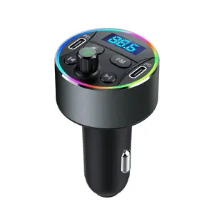 AGETUNR T69 Car Mp3 Player FM Transmitter BT V5.0 Voice Assistance Handsfree Kit 2 PD 20W Port Fast Charge 9 RGB light modes