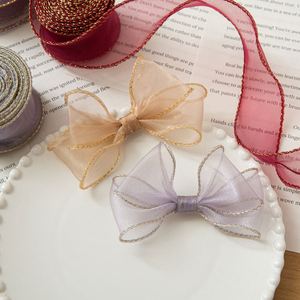 Ruban Nœud Queue de Sirène Doré 4cm en Stock, 100% Polyester Imprimé Feuille d'Argent, Écologique, Semi-Fini, en Maille, pour Cheveux DIY Zexiao - Product Image 4