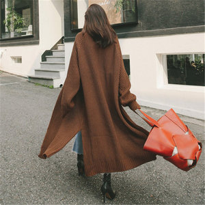 Top Women Korean Knitted Woolen Long <strong>Cardigans</strong> Casual Loose Split <strong>Maxi</strong> Jacket Long Sleeve Knit Sweater Coat Open Front <strong>Cardigan</strong> - Product Image 4