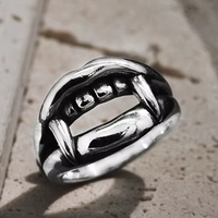 Bague d'index pour homme en argent S925, style rétro, motif dent de vampire, modèle Two Thousand and One, 8,61g