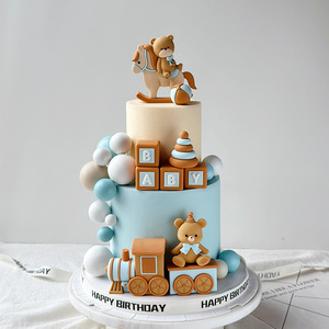 หมีตกแต่งหน้าเค้กรูปม้าการ์ตูนลูกโป่งน้ำทรงสี่เหลี่ยมลายม้าของเล่นตกแต่งห้องแบบนุ่ม - Product Image 4