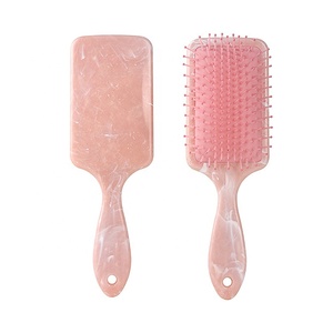 Marble Hair Brush Custom Private Logo Hairbrushes Peines Para Cabello Cushion Plastic Handle Paddle Hair Brush For Men and Women