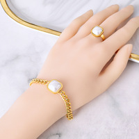 Bracelet en acier inoxydable tendance pour influenceurs, collier épais à perles carrées, boucles d'oreilles polyvalentes, sweat-shirt - pour les fêtes, cadeau pour la fête des mères