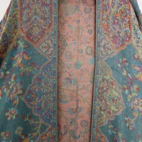 Ensemble Abaya Cardigan Châle pour Femme en Viscose Jacquard Floral Bohème, Aspect Artisanal, Long et Charmant, pour Tenue de Fête et de Maison
