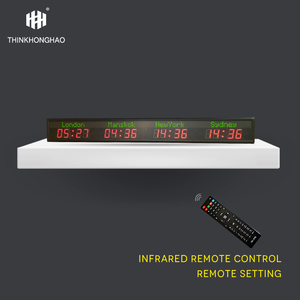 [Honghao] Reloj de pantalla Digital Led de tiempo de ciudad montado en la pared personalizable Reloj de zona horaria digital de zona horaria múltiple mundial - Product Image 5