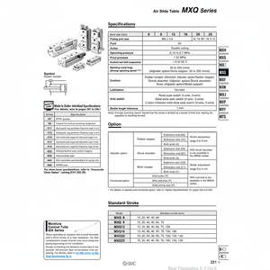 SMC Pneumatics Air Slide <b>Table</b> MXQ20-10AT - Product Image 1