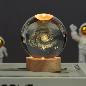 3D Art Crystal Ball Night Lamp Luminous Crystal Ball Decoration Solar System Led Night Lights