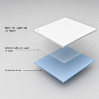 Film protecteur en silicone PET blanc à faible adhérence 1-12g, film de support pour découpe 25-188μm, simple face, sans résidu