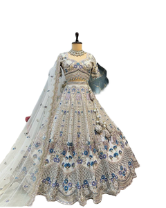 Exceptional Quality Designer 4 Meter <b>Flared</b> Lehenga Choli <b>Sequins</b> Cut Work Satin Silk Summer/Winter Heavy Latest New Traditional - Product Image 1