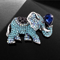 Bijoux vêtements cristal de bon augure chance Fortune éléphant alliage Rhinester éléphant Animal Corsage or éléphant broche