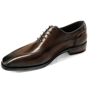 Zapatos Oxford de Vestir con Cordones, Punta en Pico, de Cuero Genuino Marrón, para Todas las Temporadas, con Suela de Goma, Envío Directo - Product Image 1