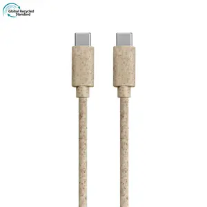 GRS-Cable de datos de cáñamo, cáñamo de paja de trigo ecológico, Android Kabel, carga rápida, USB C tipo C