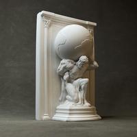 SE7ART Hercules Levage Marionnette Portrait Sculptural Serre-Livres Art Déco Gravé Résine 2 Pièces pour Adultes