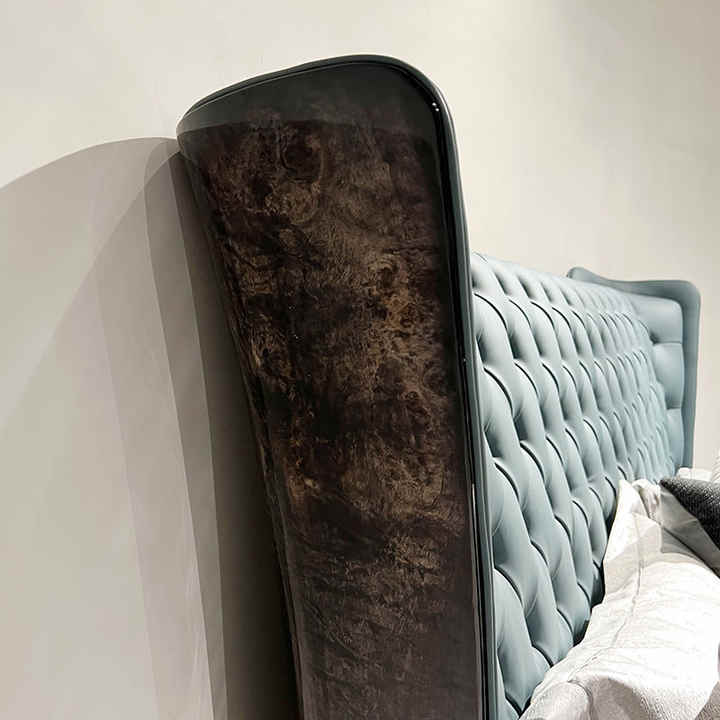 Queen Size Modern Genuine Leather Upholstered Beds Custom Bed Frame