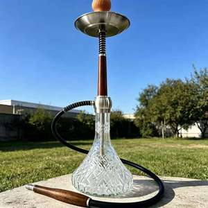 Cachimba de cristal con mango de madera, set de shisha árabe con vástago de aleación de aluminio para bar, salón y viajes - Product Image 3