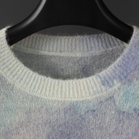 Pull en maille mohair tie-dye Tyan, col rond, ample, oversize, pour femme, bleu clair, violet, imprimé aquarelle, décontracté