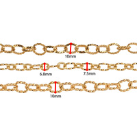 Chaîne à maillons ovales torsadés |   Chaîne en acier inoxydable plaqué or 18K PVD texturée pour la fabrication de bijoux DIY