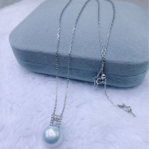 Collier de perles d'eau douce naturelles de luxe Zhuji, 11-12 mm, presque sans défaut, pendentif carré en or 18 carats, qualité supérieure - Product Image 2