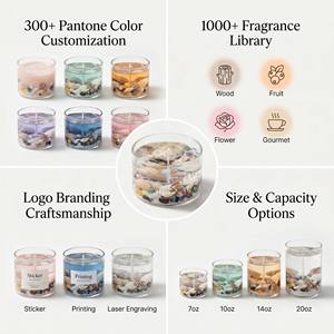 Luxury Ocean Theme Jelly <b>Wax</b> <b>Candle</b> With Real Seashells For Coastal Home Decor Wholesale Private Label Premium Beach Set - Product Image 2