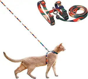轻型软步行旅行宠物安全吊带猫吊带和皮带套装可调小猫吊带