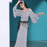 Robe rétro à pois Costume de pratique de danse à la mode Costume de danse du ventre pour la performance