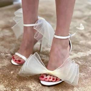 Open Toe Dropshipping Products New Sandales Talon Femme Big Bow <b>Shoes</b> Red Bow 2025 W0men High Heels - Product Image 3