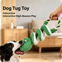 Jouet à tirer pour chien en peluche de coton, motif dessin animé, avec papier froissé et couineur, durable et interactif, pour chiens de taille moyenne/grande - Vente chaude