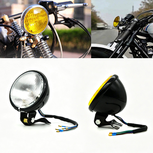 Phare rond rétro de 5 pouces pour moto CG125 GN125, feux de croisement et de route, antibrouillard, verre noir, jaune, blanc - Product Image 4