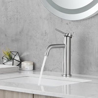 Robinet de lavabo LUSA au design moderne, monotrou, monocommande, à poser, avec débit contrôlé, en or brossé, eau chaude et froide, en acier inoxydable 304
