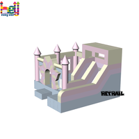 Château gonflable rose commercial avec toboggan, combo de saut scintillant pour enfants, maison de saut gonflable pour parc d'attractions