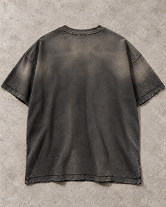High Street Custom Mens Vintage Washed <b>Black</b> Heavy Cotton Distressed Gem Beaded Letter Printed Boxy Drop Shoulder T-<b>Shirt</b> - Product Image 3