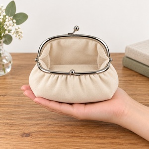 Porte-monnaie à fermoir Kiss Lock en toile avec cadre métallique, pochette personnalisable avec logo, petit portefeuille pour monnaie, cadeau promotionnel en gros - Product Image 2