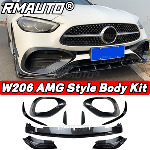 ชุดแต่งสเกิร์ตหน้าทรง AMG สำหรับ Mercedes Benz W206 ประกอบด้วยลิ้นกันชนหน้า สปอยเลอร์ข้าง ครีบข้าง คานาร์ด และช่องระบายอากาศ - Product Image 2