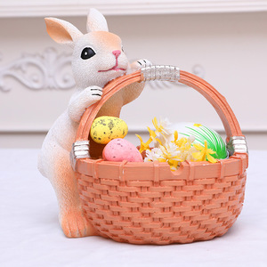 Wholesale New Creative Bamboo Basket with Resin Rabbit Decoration <strong>Easter</strong> <strong>Ornaments</strong> for Children - Product Image 4