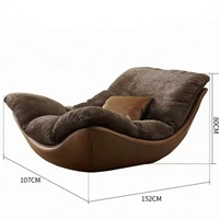 Fauteuil à bascule moderne, fauteuil inclinable individuel rembourré en tissu moelleux avec base en bois pour salon, chambre à coucher, coin lecture