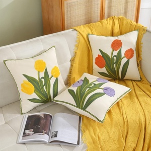 Fodera per cuscino quadrata ricamata floreale, tessuto per la casa, copritestiera, cuscino decorativo morbido per divano - Product Image 1