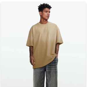 เสื้อยืดผู้ชายผ้าคอตตอน 100% ทรงหลวม ไซส์ใหญ่พิเศษ แบบสั่งตัด ไหล่ตก ระบายอากาศได้ดี - Product Image 1
