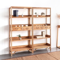 Nouvelle étagère de rangement en bois massif de style chinois moderne, simple, en bois d'orme, bibliothèque verticale pour le salon