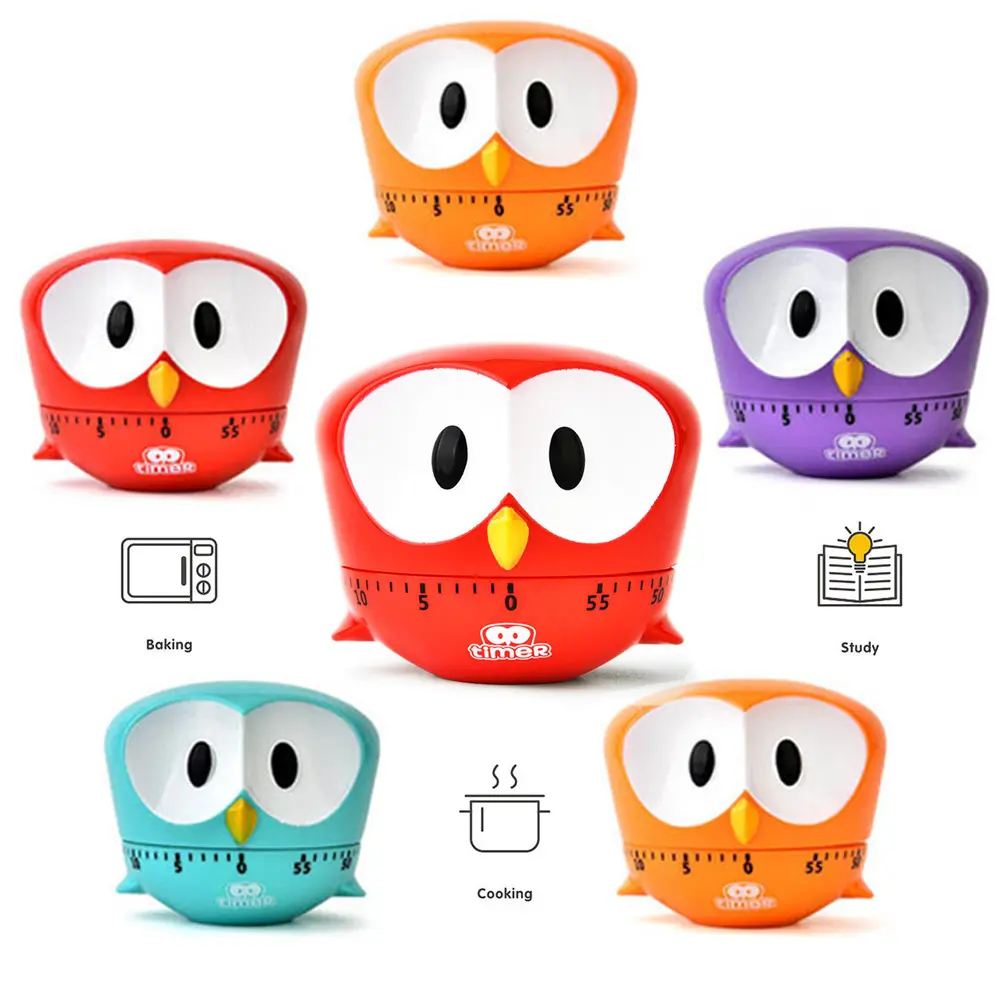 Wholesale Cute Owl Kitchen Oven Timer Big Eyed Eagle Cooking Baking Mechanical Kitchen Timer Cute Shape Timer Hot Sales